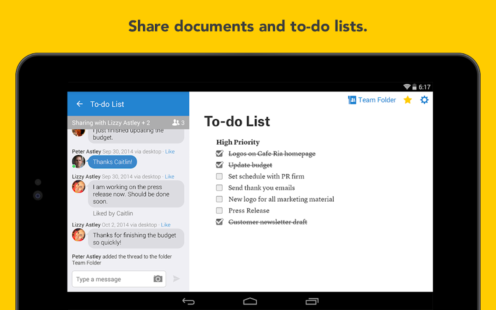 Screenshots Quip - Công cụ quản lý tài liệu, ghi chú, bảng tính của bạn