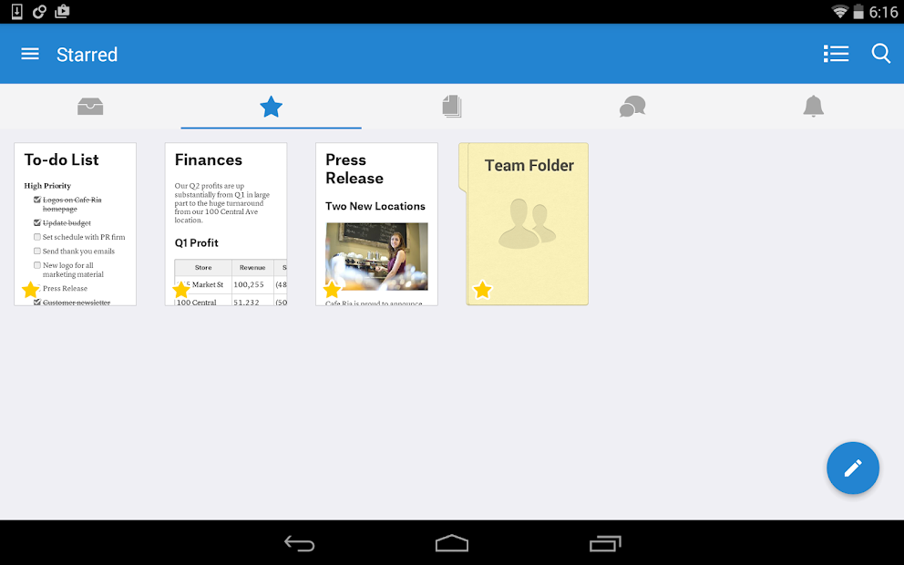 Screenshots Quip - Công cụ quản lý tài liệu, ghi chú, bảng tính của bạn