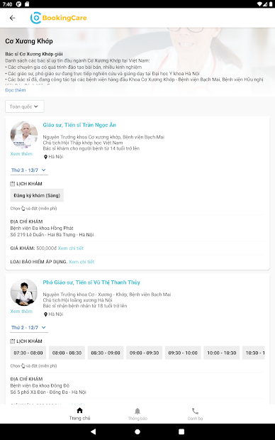 Screenshots BookingCare: Ứng dụng đặt lịch khám bệnh online