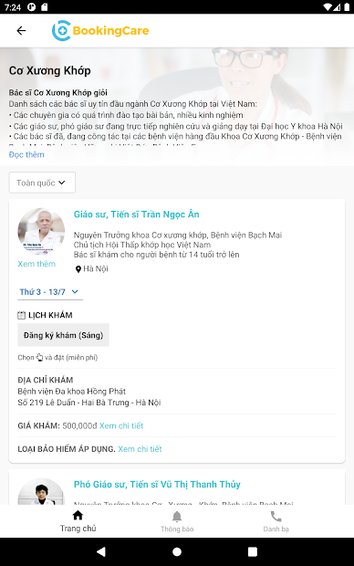 Screenshots BookingCare: Ứng dụng đặt lịch khám bệnh online