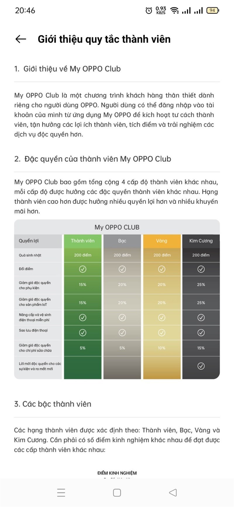 Screenshots My OPPO App: Ứng dụng chăm sóc khách hàng thành viên của OPPO