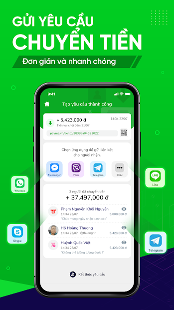 Screenshots PayME - Nền tảng ví điện tử và thanh toán qua mạng xã hội