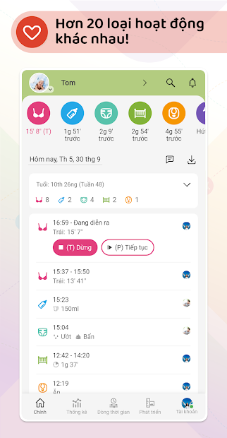 Screenshots App Baby Daybook: Ứng dụng theo dõi sinh hoạt của trẻ sơ sinh