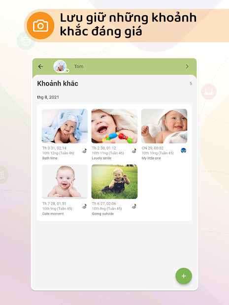 Screenshots App Baby Daybook: Ứng dụng theo dõi sinh hoạt của trẻ sơ sinh