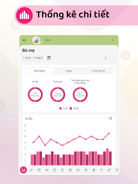 Screenshots App Baby Daybook: Ứng dụng theo dõi sinh hoạt của trẻ sơ sinh