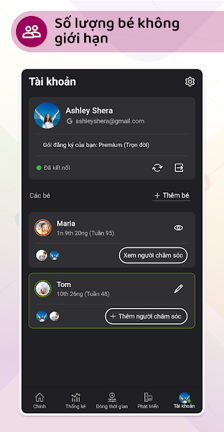 Screenshots App Baby Daybook: Ứng dụng theo dõi sinh hoạt của trẻ sơ sinh