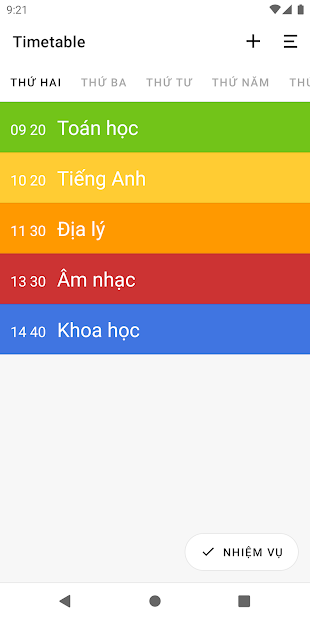 Screenshots Tải app Class Timetable: Ứng dụng tạo thời khóa biểu, nhắc nhở học tập