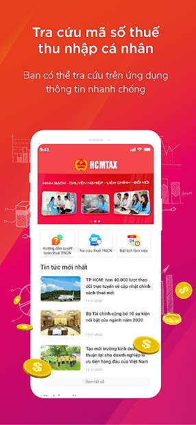 Screenshots HCMTAX - Ứng dụng tra cứu mã số thuế, hồ sơ quyết toán thuế HCM