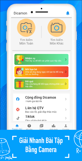 Download Screenshots App Dicamon: Ứng Dụng Giải Toán, Lý, Hóa, Sinh, Anh, Sử Trong 3 Giây
