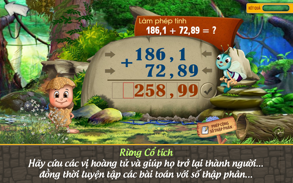 Screenshots App Đậu Lém phiêu lưu ký - Toán lớp 5: Ứng dụng học toán lớp 5 dành cho bé