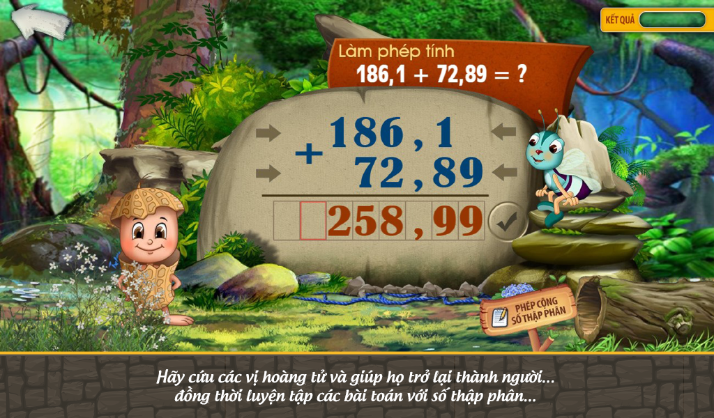 Screenshots App Đậu Lém phiêu lưu ký - Toán lớp 5: Ứng dụng học toán lớp 5 dành cho bé