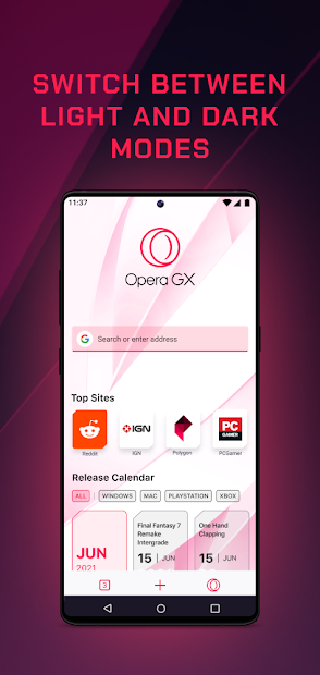 Screenshots Opera GX: Trình duyệt trò chơi đầu tiên trên PC, điện thoại