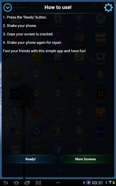 Screenshots App Crack Your Screen Prank: Ứng dụng mô phỏng màn hình bị hỏng