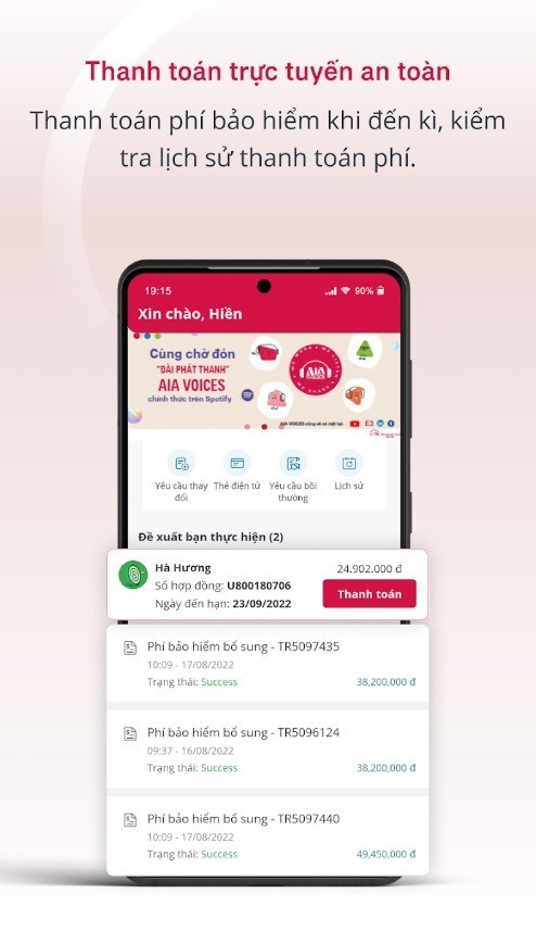 Screenshots AIA+ Vietnam - Ứng dụng thanh toán phí bảo hiểm AIA