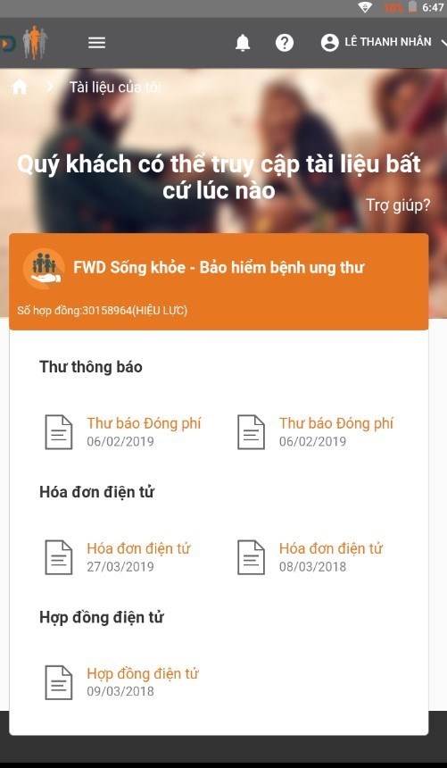 Screenshots FWD E-Services - Ứng dụng quản lý hợp đồng bảo hiểm của FWD