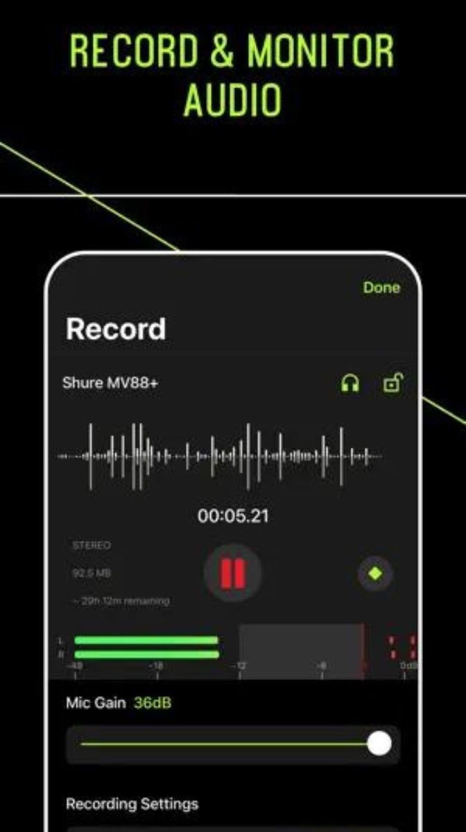 Screenshots Tải ShurePlus MOTIV - Ứng dụng ghi âm và chỉnh sửa âm thanh trên điện thoại