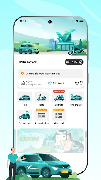 Screenshots Xanh SM - Ứng dụng gọi xe điện taxi Vinfast trên điện thoại