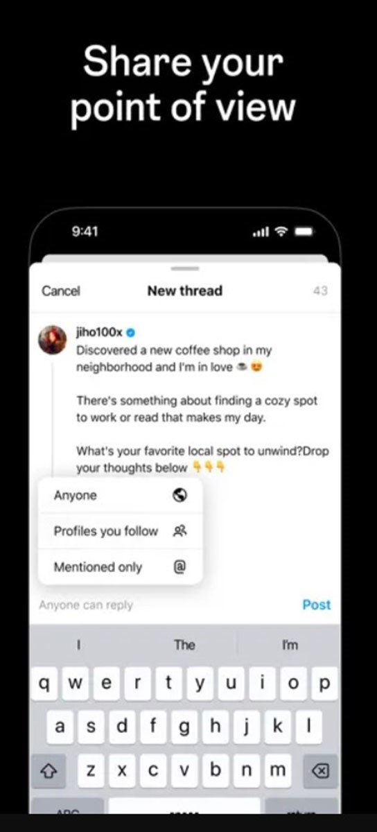 Screenshots Threads - Mạng xã hội nhắn tin, chia sẻ nội dung ngắn mới ra mắt của Instagram