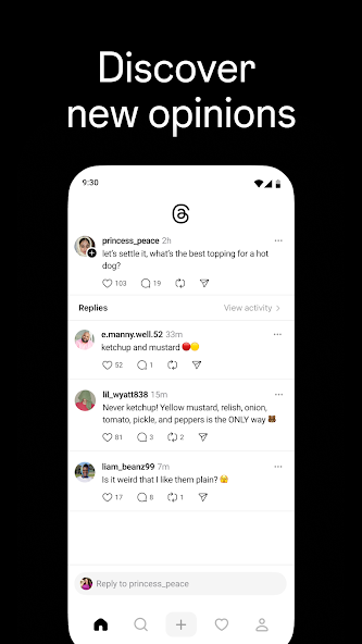Screenshots Threads - Mạng xã hội nhắn tin, chia sẻ nội dung ngắn mới ra mắt của Instagram