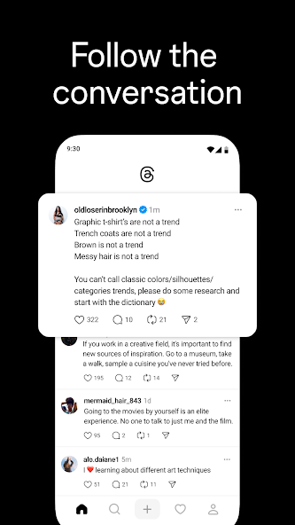 Screenshots Threads - Mạng xã hội nhắn tin, chia sẻ nội dung ngắn mới ra mắt của Instagram
