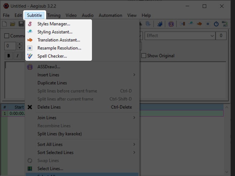 Screenshots Tải AegiSub: Phần mềm làm sub, video karaoke, tạo phụ đề phim