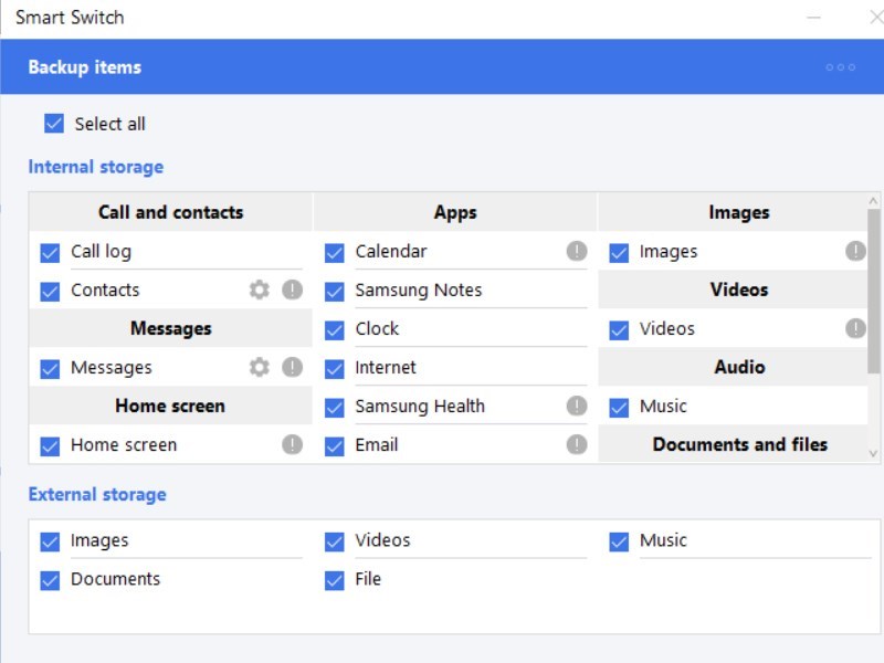 Screenshots Smart Switch - Truyền và đồng bộ dữ liệu điện thoại Samsung với các thiết bị khác