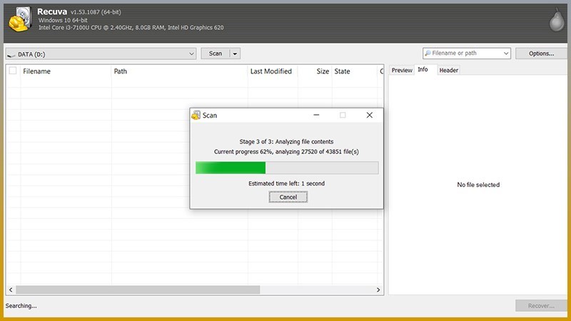 Screenshots Recuva - Phần mềm khôi phục tập tin, dữ liệu trên máy tính