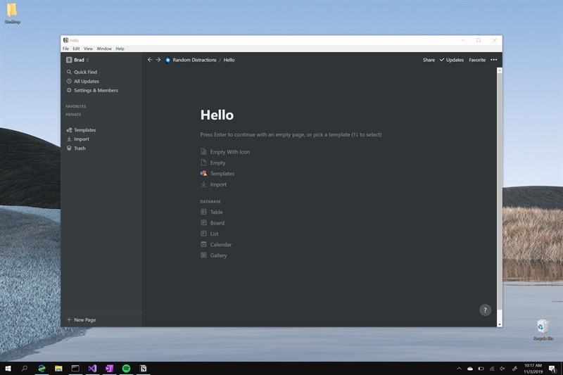 Screenshots Notion - Ứng dụng ghi chú và quản lý công việc thông minh