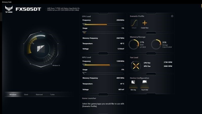 Screenshots ASUS Armoury Crate - Phần mềm điểu khiển laptop gaming Asus