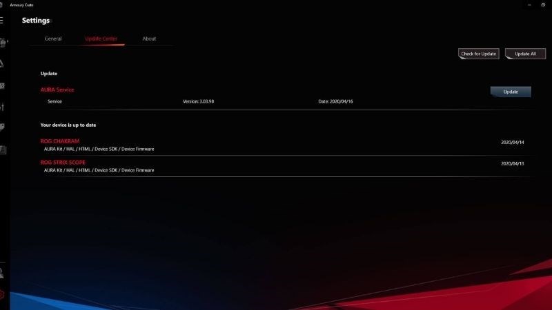 Screenshots ASUS Armoury Crate - Phần mềm điểu khiển laptop gaming Asus