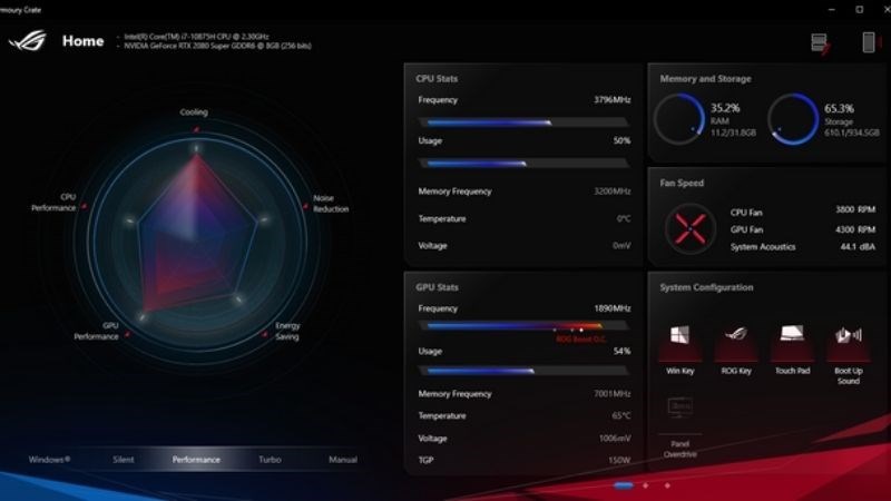 Screenshots ASUS Armoury Crate - Phần mềm điểu khiển laptop gaming Asus