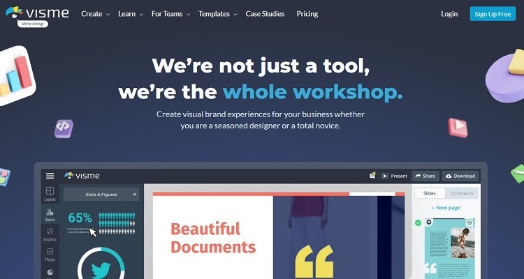 Screenshots Visme - Công cụ thiết kế Infographic và bài thuyết trình chuyên nghiệp