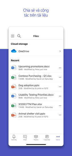 Screenshots Microsoft Teams - Ứng dụng họp trực tuyến, trò chuyện miễn phí