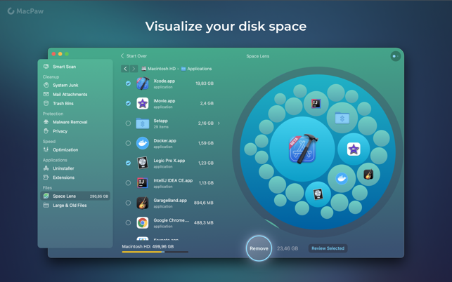Screenshots CleanMyMac X -  Phần mềm dọn rác, gỡ cài đặt, tối ưu hệ thống trên Mac