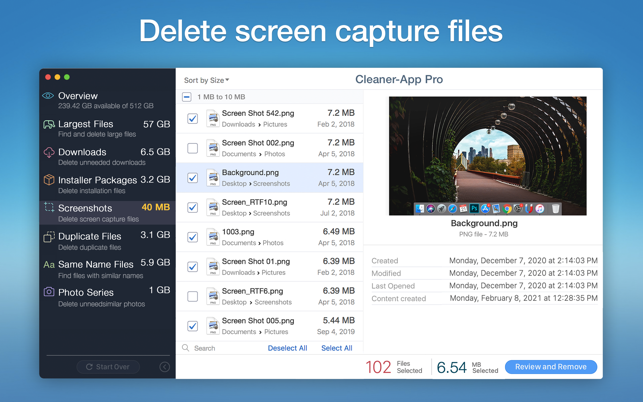 Screenshots Cleaner App - Phần mềm dọn dẹp, tối ưu hóa hệ thống trên MacBook