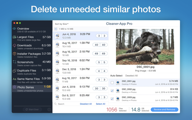 Screenshots Cleaner App - Phần mềm dọn dẹp, tối ưu hóa hệ thống trên MacBook