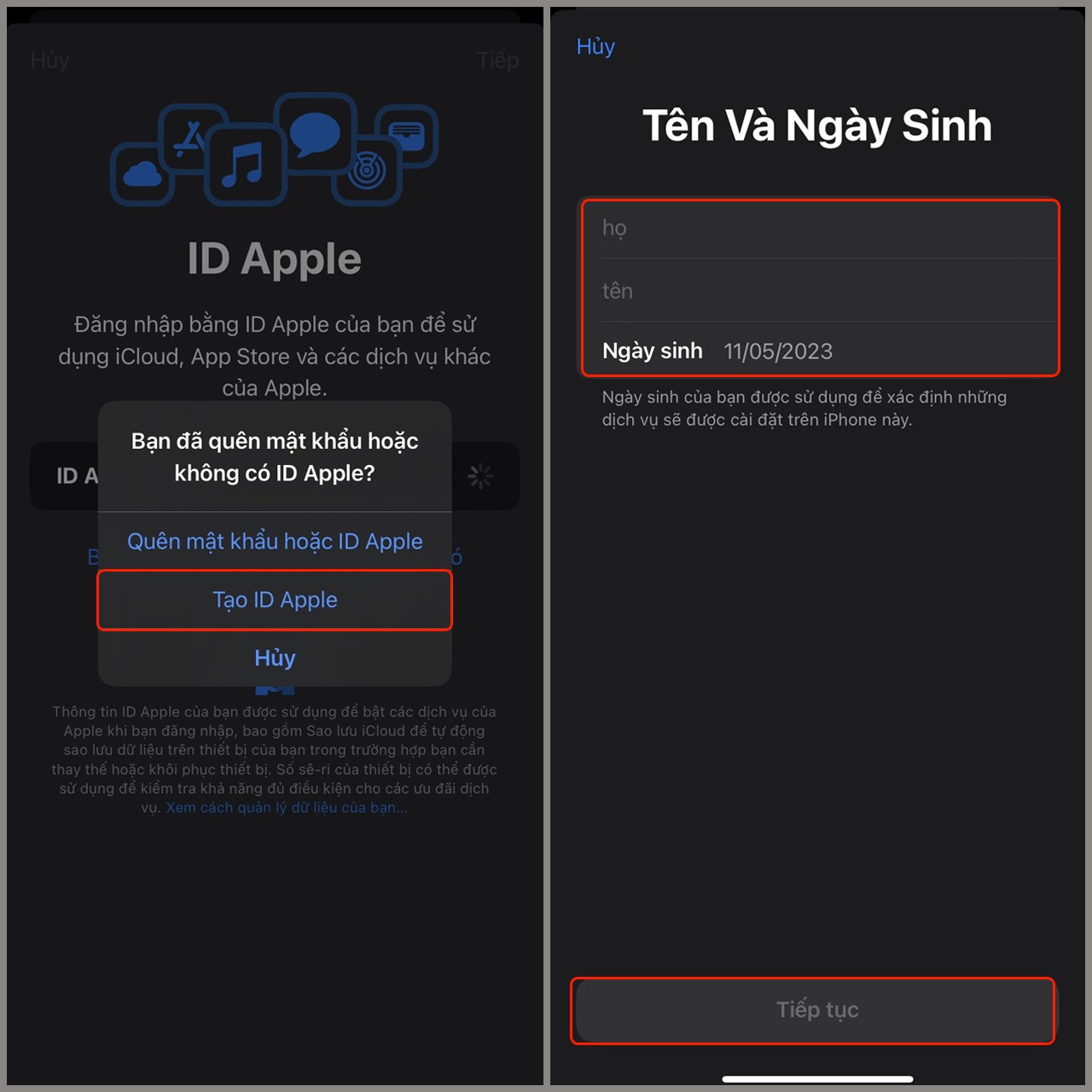 Không tạo được Apple ID