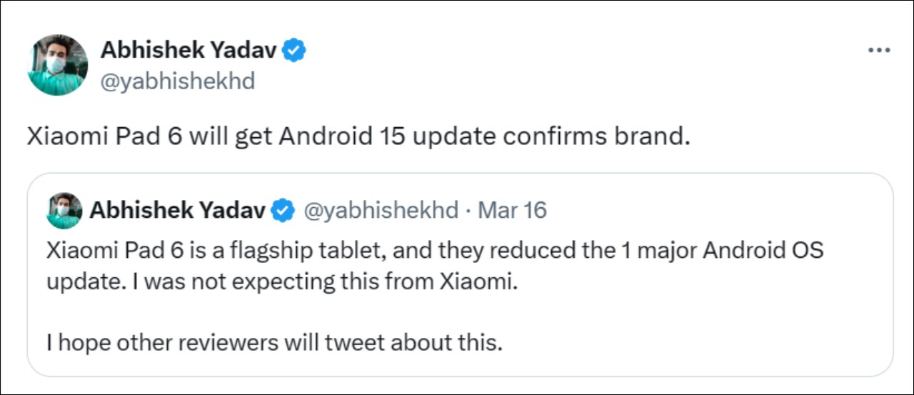 Xiaomi Pad 6 có thể vẫn được cập nhật Android 15