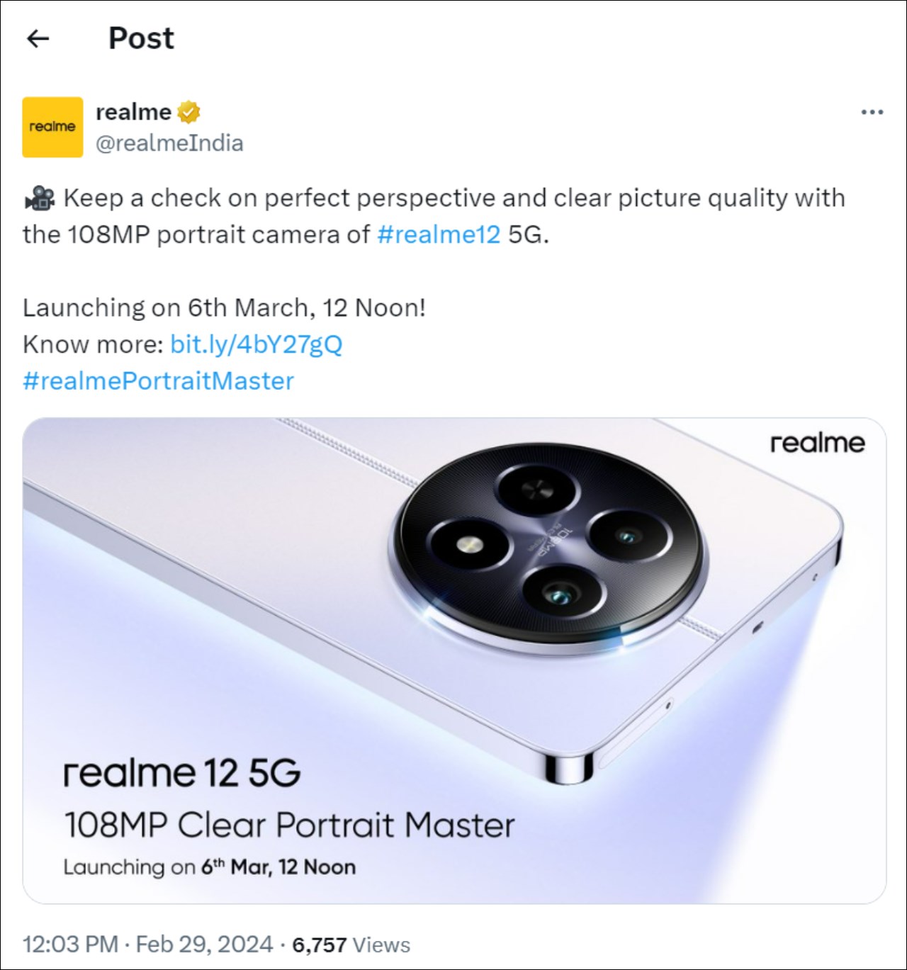 realme 12 5G được ấn dịnh ngày ra mắt realme 12 5G được ấn dịnh ngày ra mắt