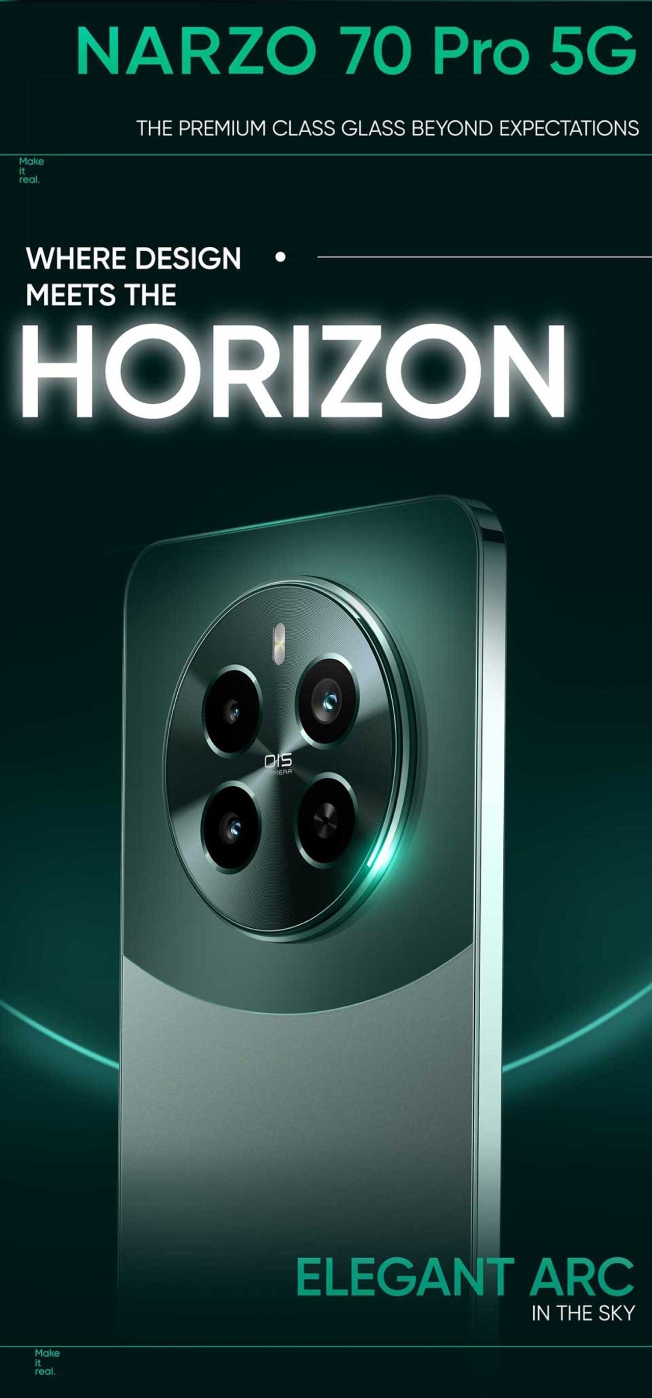 Narzo 70 Pro 5G có mặt lưng kính với thiết kế rất cuốn hút