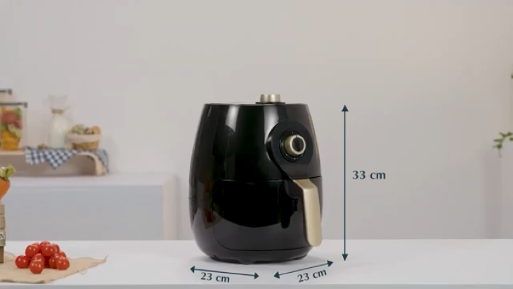 Thông số kích thước nồi chiên Ferroli FAF-5.0M3 là 23 x 23 x 33 cm