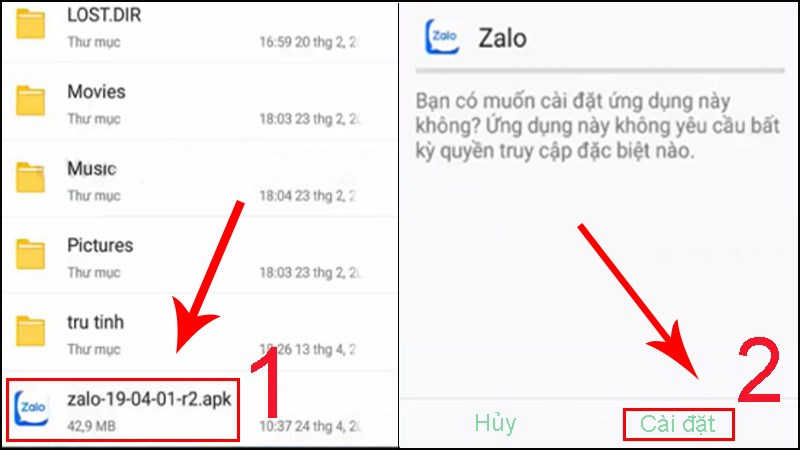 Tải zalo APK về máy điện thoại Oppo