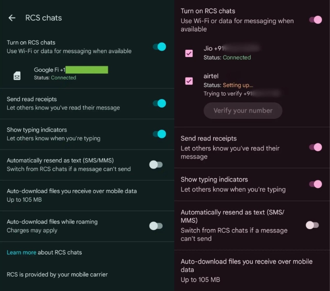 Người dùng sẽ cần tích chọn vào ô ứng với SIM mà họ muốn sử dụng RCS Người dùng sẽ cần tích chọn vào ô ứng với SIM mà họ muốn sử dụng RCS