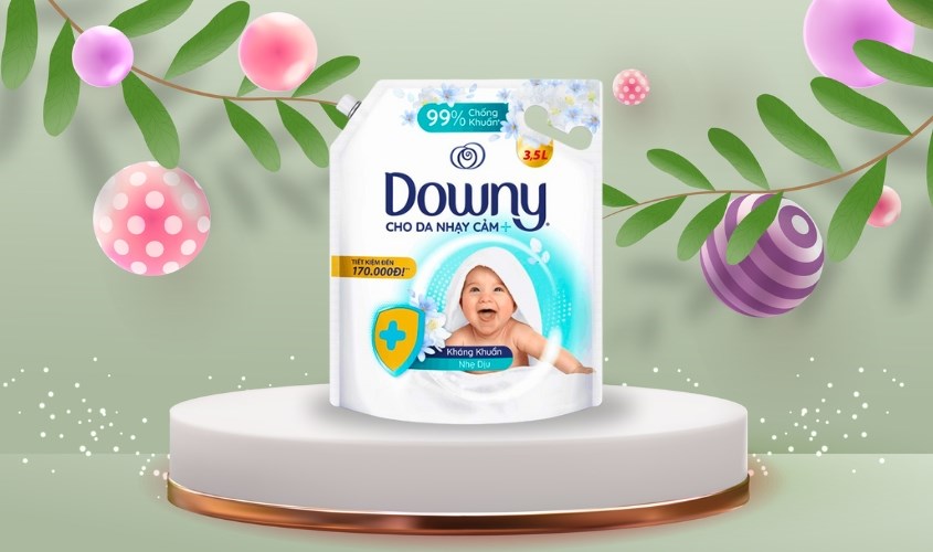 Nước xả quần áo cho bé Downy Kháng Khuẩn Nhẹ Dịu hương dịu nhẹ túi 3.5 lít