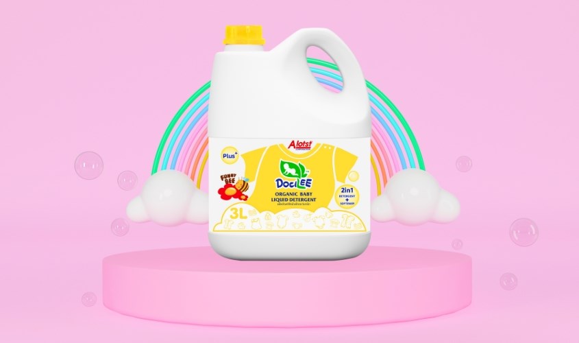 Nước giặt xả quần áo cho bé Docilee Organic - Funny Bee hương mật ong và phấn thơm can 3 lít