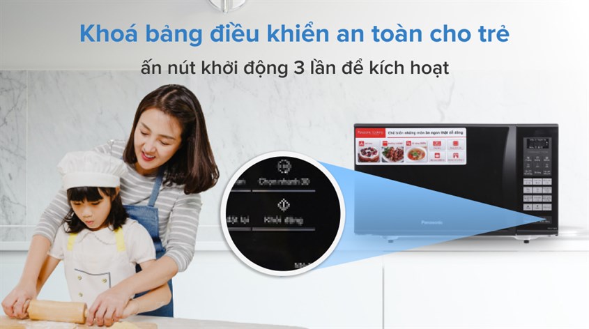 Khóa an toàn trên lò vi sóng có nướng Panasonic NN-CT36HBYUE