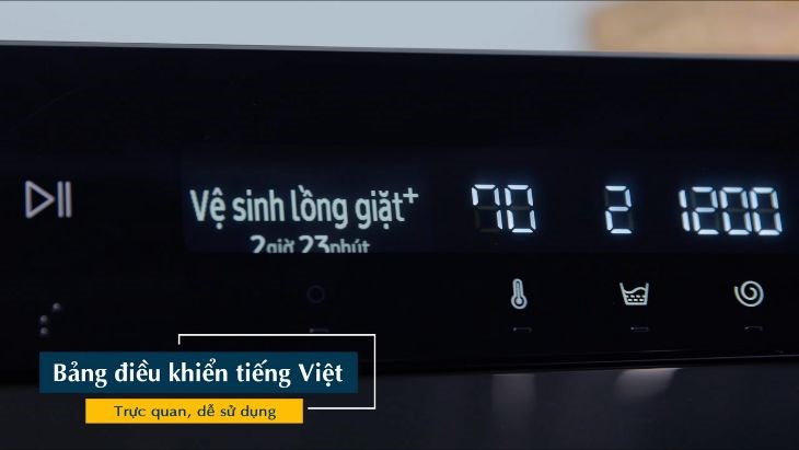 Máy giặt Samsung Inverter 10 kg WW10TP44DSB/SV - Bảng điều khiển tiếng Việt
