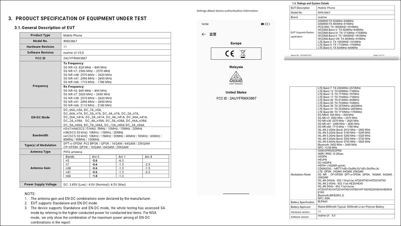 Danh sách của FCC tiết lộ một vài thông tin của mẫu smartphone 5G bí ẩn của realme