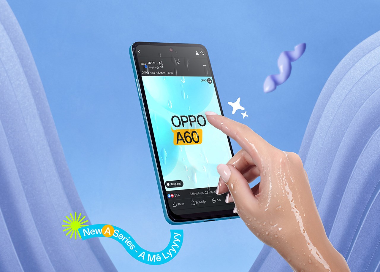 OPPO A60 được trang bị công nghệ cảm ứng kháng nước độc quyền