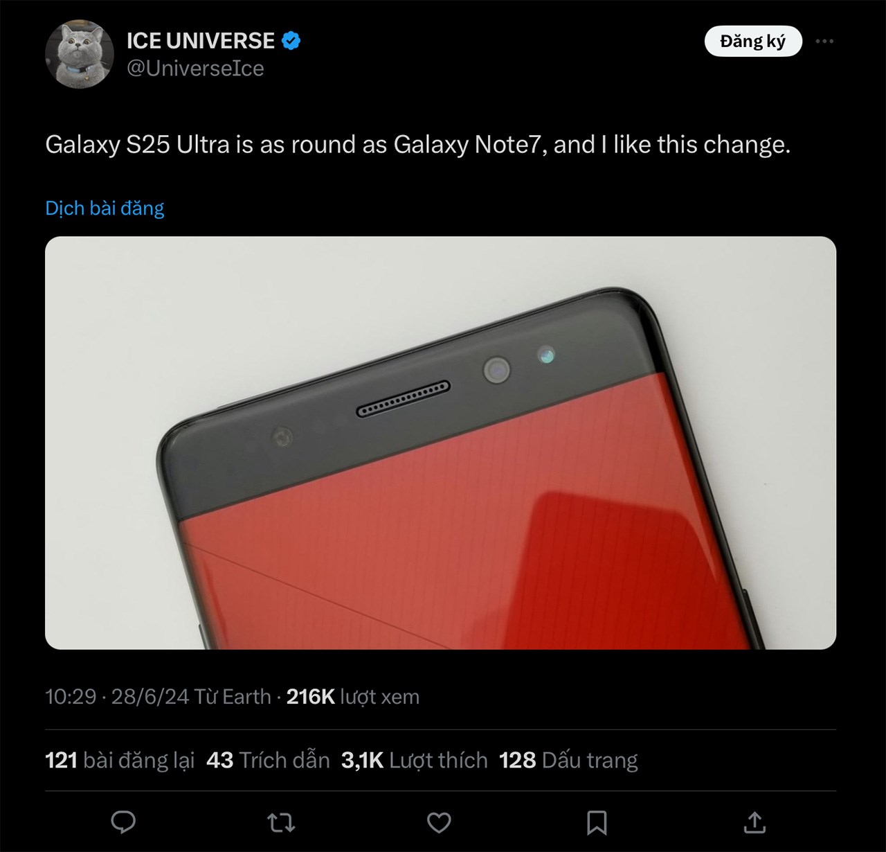 Galaxy S25 Ultra sắp tới sẽ có thiết kế bo cong giống Galaxy Note 7 
